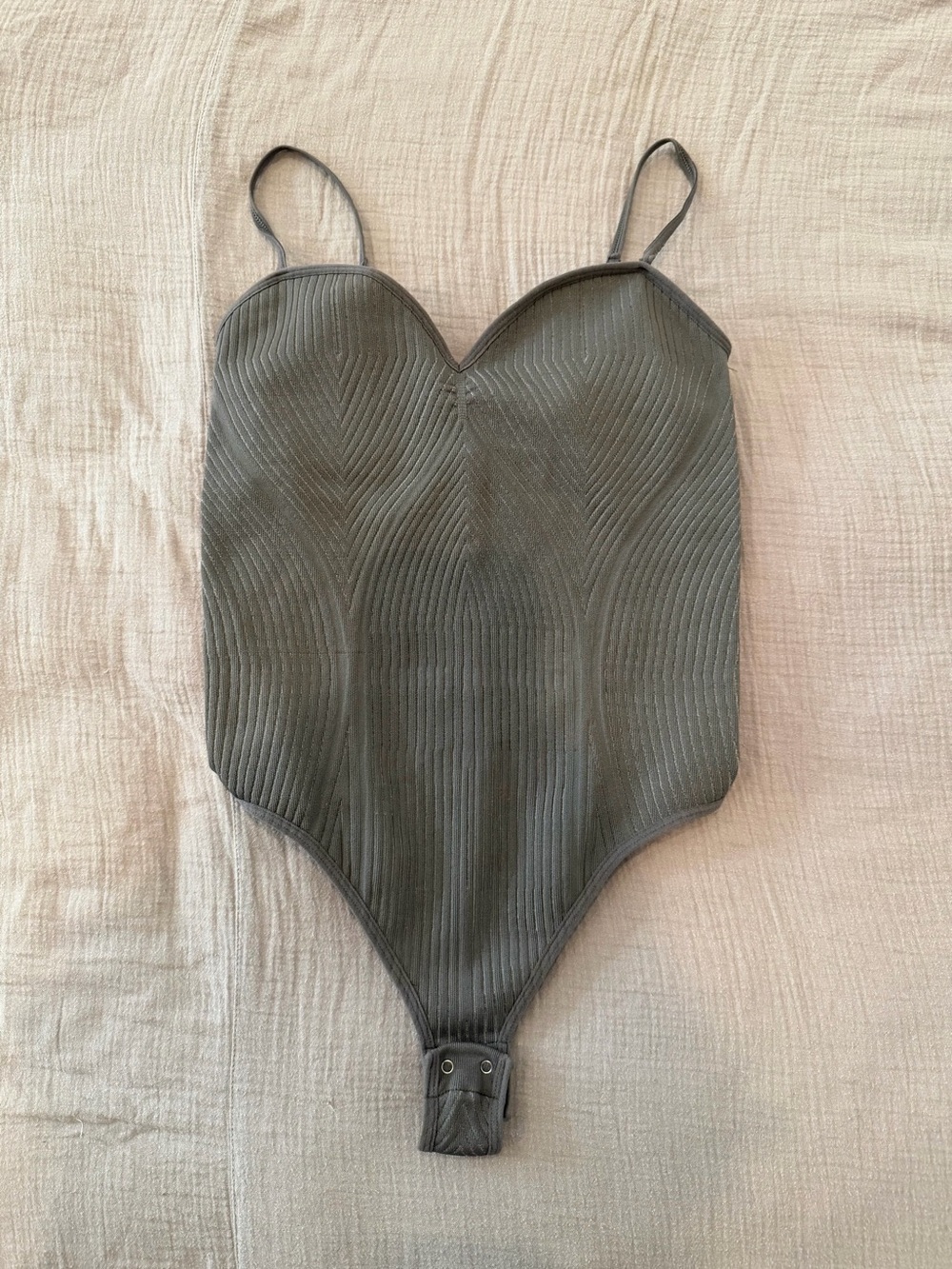 Dynamite Ribbed V-Neck Bodysuit with Adjustable Straps